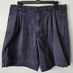 Cherokee Men’s Vintage Navy Blue Pleated Chino Shorts Dark Wash Size 34